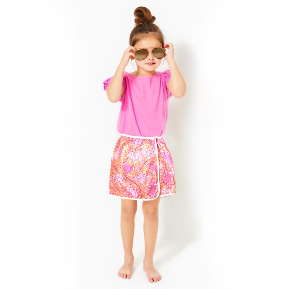 Lilly Pulitzer Kids Wrap Skirt ,Cat Print Size 7